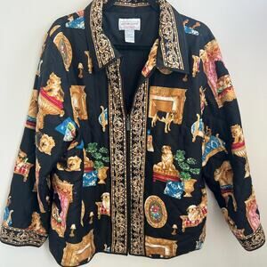 Vintage Victor Costa quilted dog jacket 1X glam maximalist